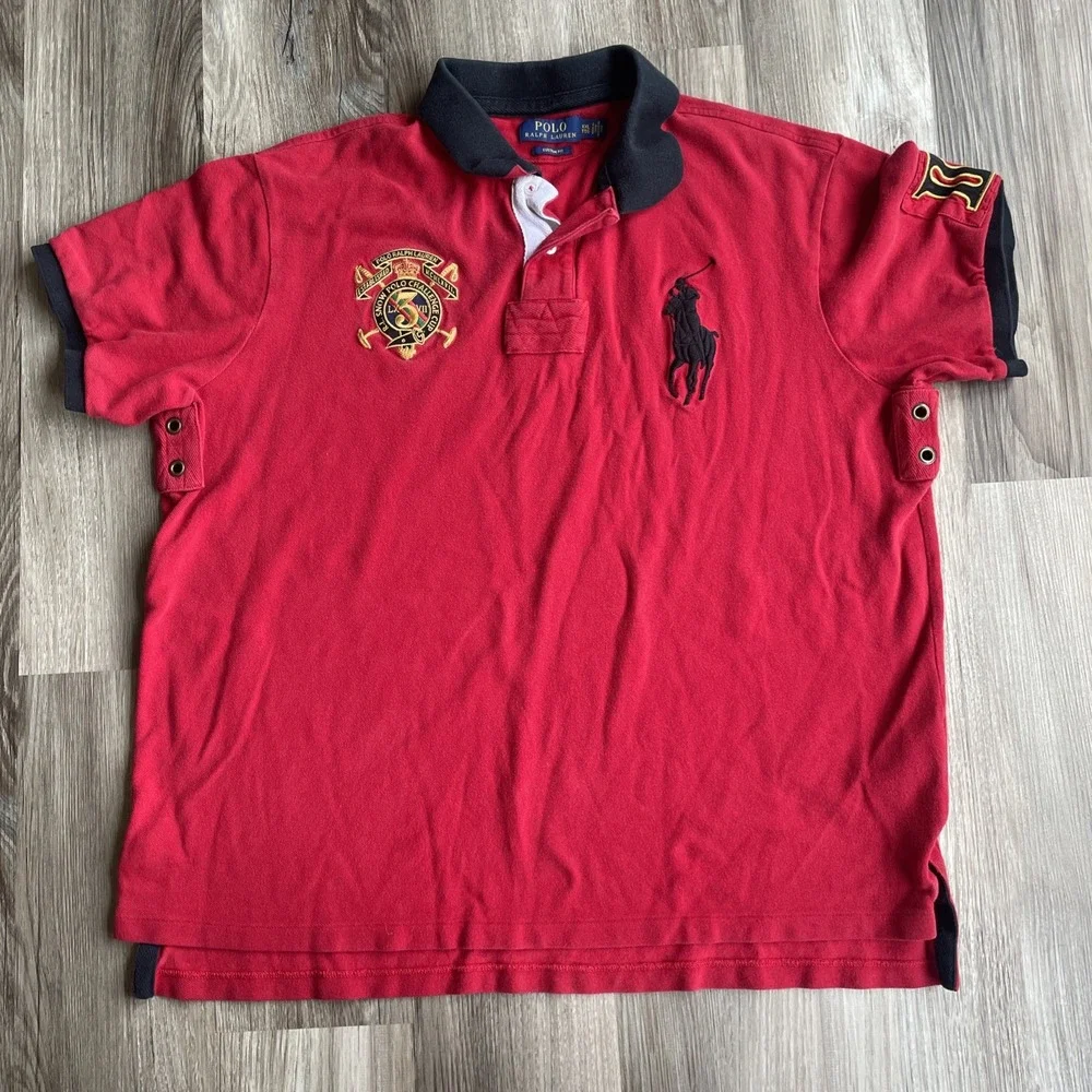 Polo Ralph Lauren Mens XXL Red Big Pony Snow Polo Challenge Cup Polo Shirt